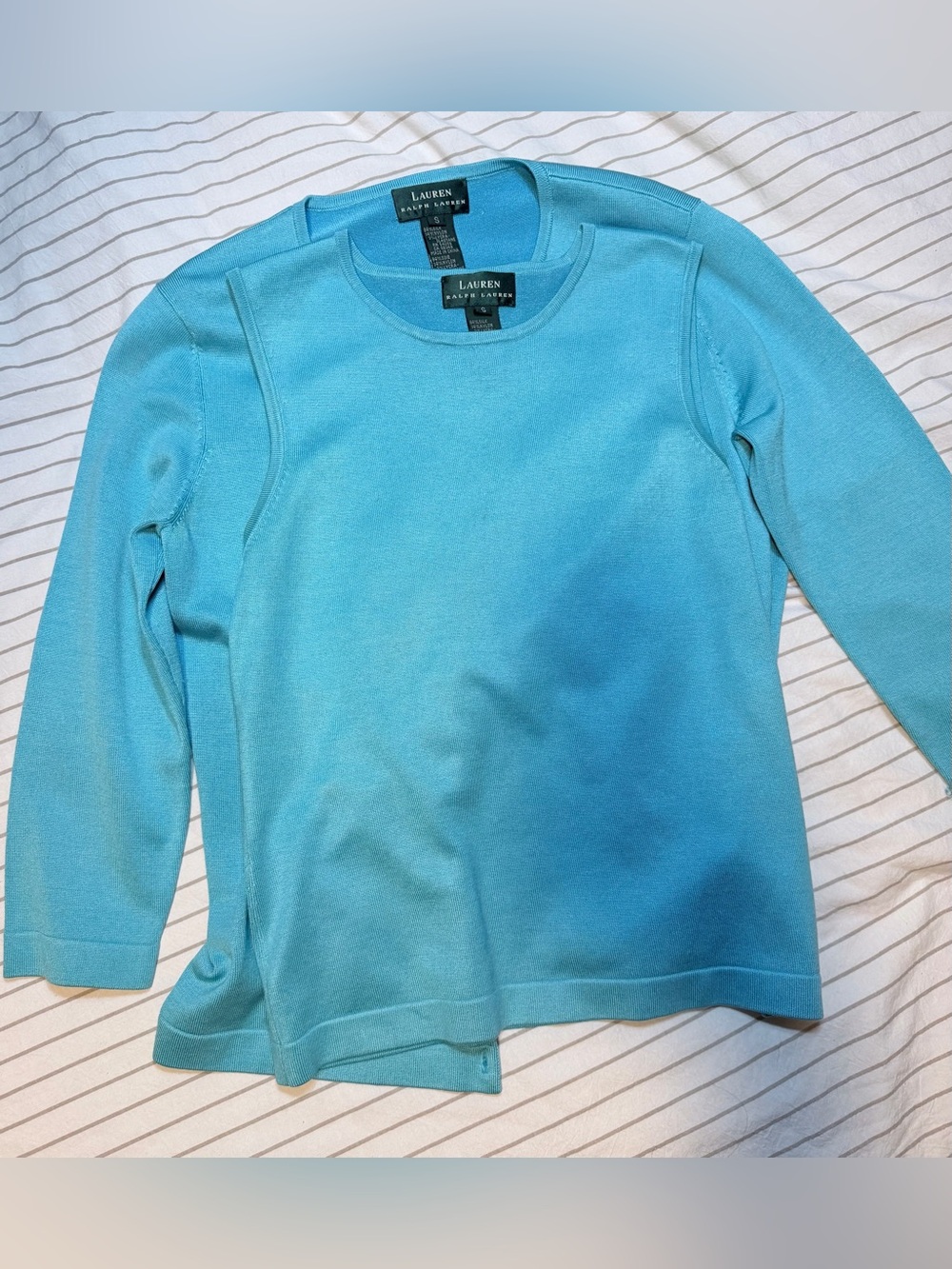 Vintage Lauren Ralph Lauren vintage silk turquoise blue knit sweater set size: S